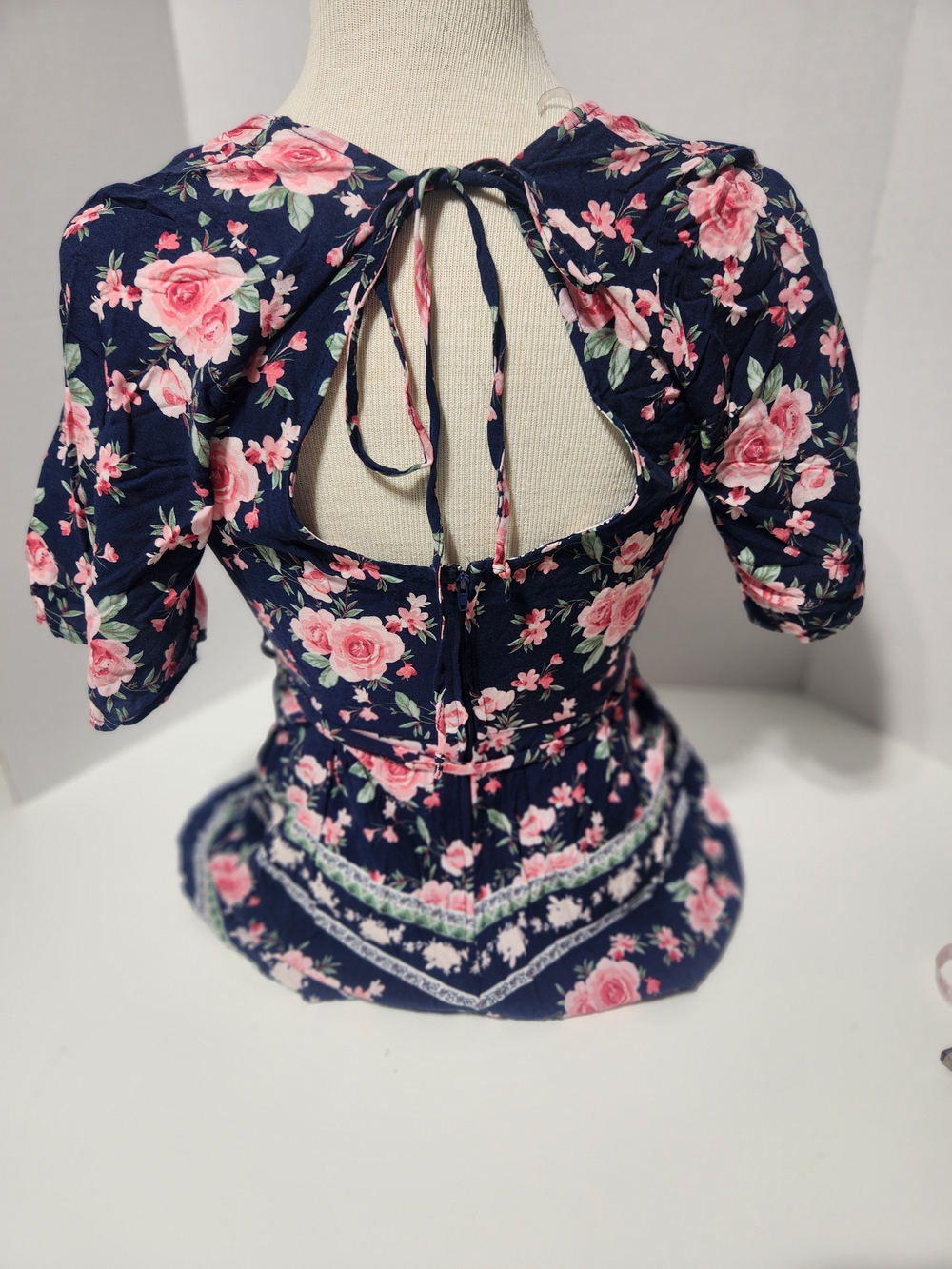 Trixxi Floral Romper- Pink Roses on Navy